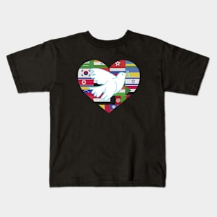 I Love Peace Peace Dove World Peace Kids T-Shirt